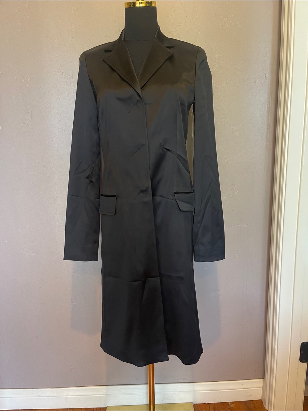 Theory Black Long Trench Coat